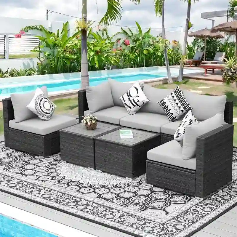 Ensemble de canapés de jardin FINCATI 7 pièces avec table basse