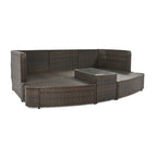Ensemble de canapés ronds d'extérieur 6 pièces en rotin PE avec table basse