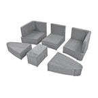 Ensemble de canapés ronds d'extérieur 6 pièces en rotin PE avec table basse