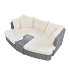 Ensemble de canapés ronds d'extérieur 6 pièces en rotin PE avec table basse