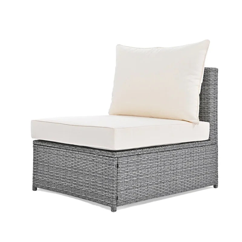 Ensemble de canapés ronds d'extérieur 6 pièces en rotin PE avec table basse