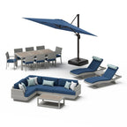 Ensemble de salle à manger et de salon d'extérieur sectionnel 18 pièces Portofino Comfort Sunbrella avec parasol
