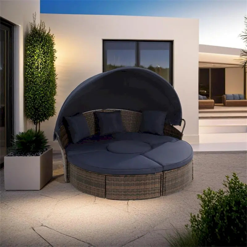 Lit de jour rond avec auvent de terrasse extérieure