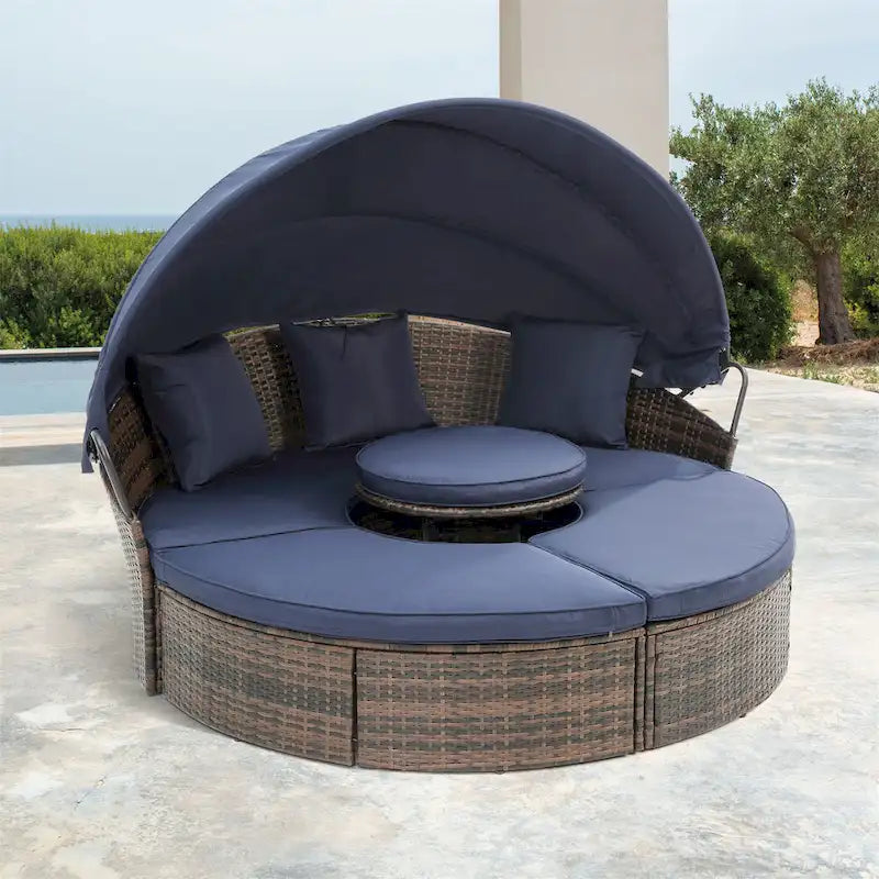 Lit de jour rond avec auvent de terrasse extérieure