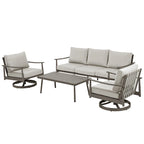 5-Person Aluminum Patio Conversation Set with 2 Swivel Chairs, Loveseat and Coffee Table