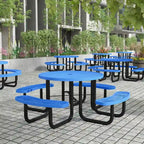 Table de pique-nique extérieure en métal déployé de qualité commerciale avec ancrages – 82,5P x 82,5L x 29H