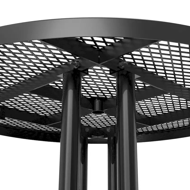 Table de pique-nique extérieure en métal déployé de qualité commerciale avec ancrages – 82,5P x 82,5L x 29H