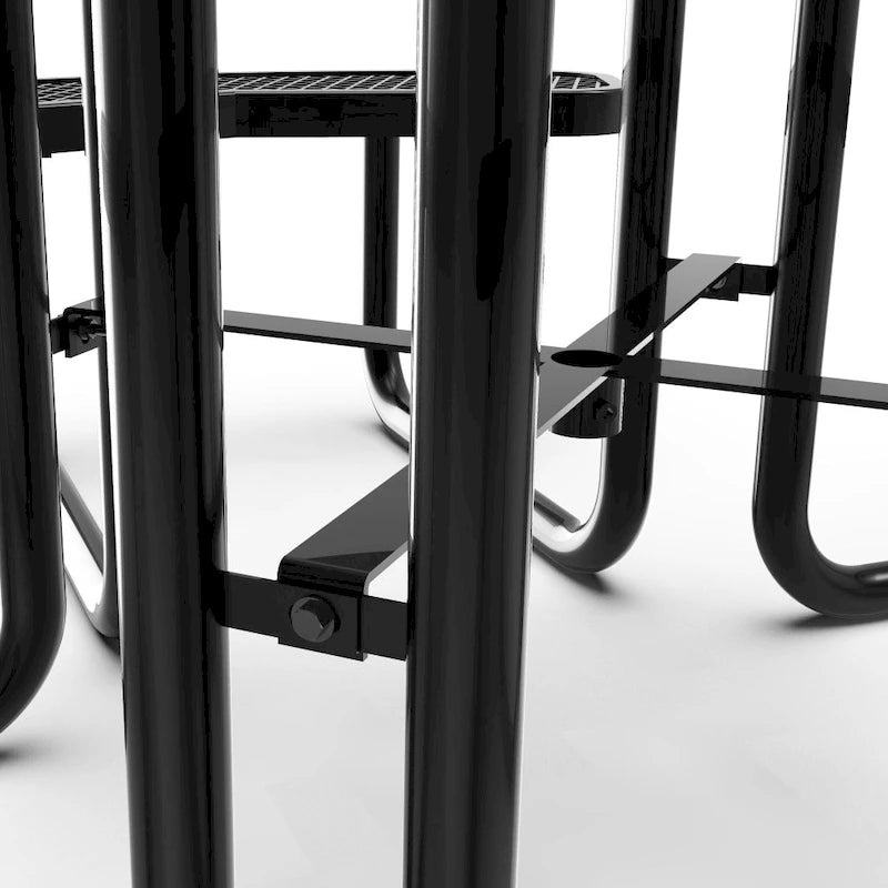 Table de pique-nique extérieure en métal déployé de qualité commerciale avec ancrages – 82,5P x 82,5L x 29H