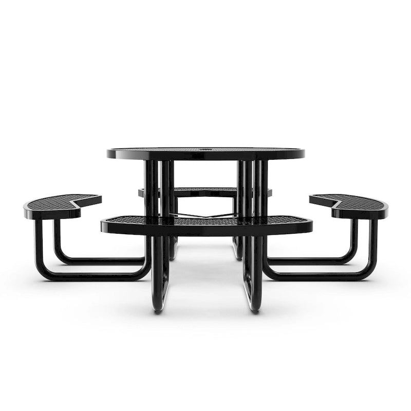Table de pique-nique extérieure en métal déployé de qualité commerciale avec ancrages – 82,5P x 82,5L x 29H