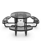 Table de pique-nique extérieure en métal déployé de qualité commerciale avec ancrages – 82,5P x 82,5L x 29H