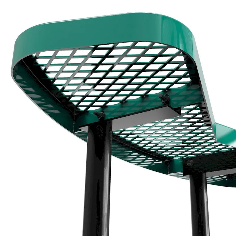 Table de pique-nique extérieure en métal déployé de qualité commerciale avec ancrages – 82,5P x 82,5L x 29H