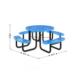 Table de pique-nique extérieure en métal déployé de qualité commerciale avec ancrages – 82,5P x 82,5L x 29H