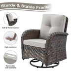 Canapé d'extérieur 7 places avec fauteuils pivotants et poufs - Marron