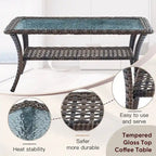 Canapé d'extérieur 7 places avec fauteuils pivotants et poufs - Marron