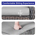 Canapé d'extérieur 7 places avec fauteuils pivotants et poufs - Marron