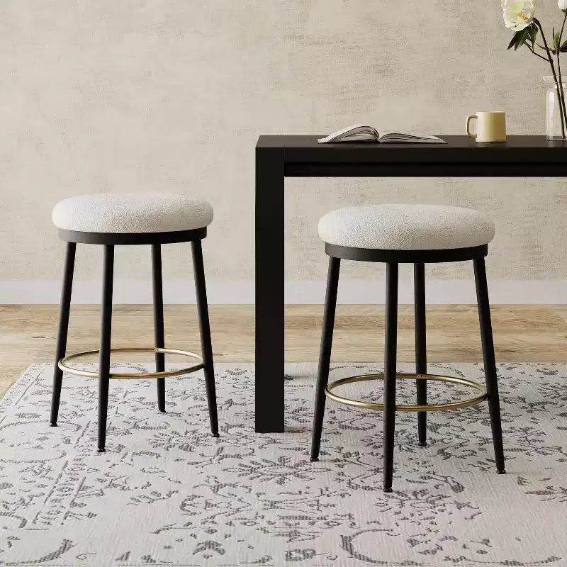 Tabourets de comptoir Christopher Knight Home Altrium 24,75 modernes en fer rembourré avec repose-pieds