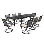 Aluminum Patio Extendable Dining Table with Chair (set of 9)