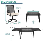 Table à rallonge de salle à manger en aluminium avec chaises (ensemble de 9)
