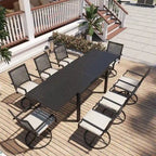 Table à rallonge de salle à manger en aluminium avec chaises (ensemble de 9)