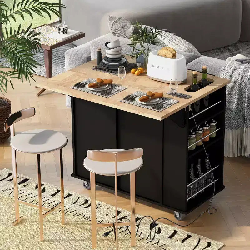 Îlot de cuisine moderne Whisen avec abattant et roulettes