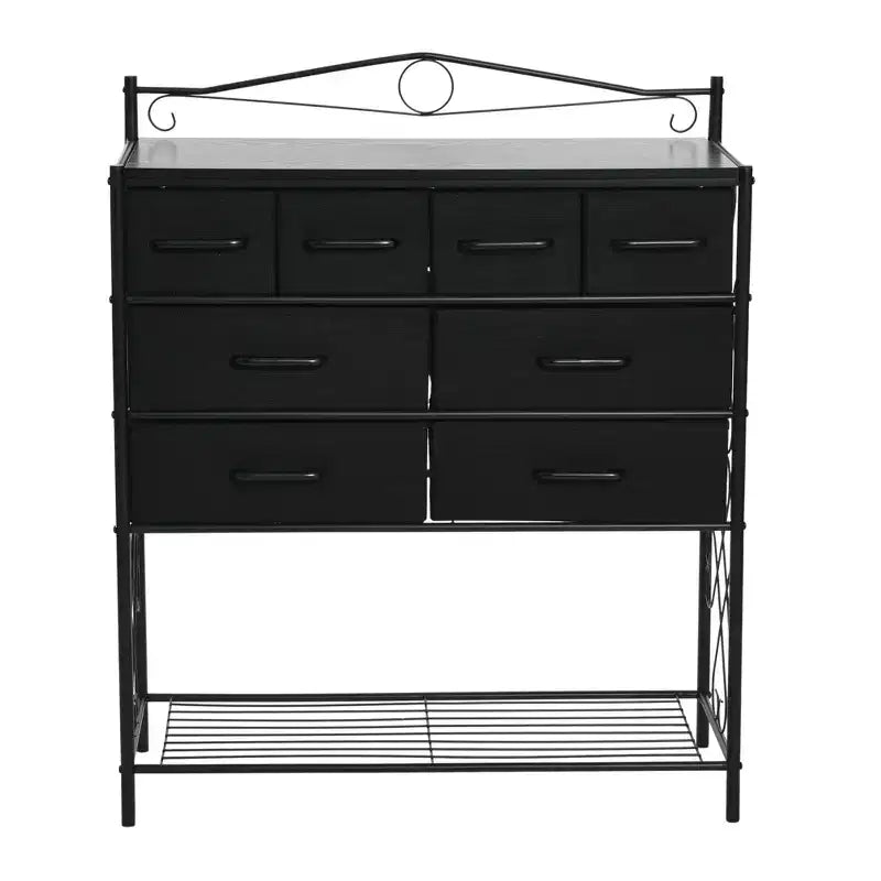 Commode avec 8 tiroirs et étagère à chaussures inférieure de style victorien Household Essentials, noire