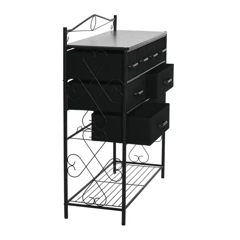 Commode avec 8 tiroirs et étagère à chaussures inférieure de style victorien Household Essentials, noire