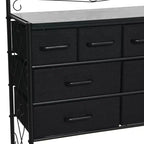 Commode avec 8 tiroirs et étagère à chaussures inférieure de style victorien Household Essentials, noire
