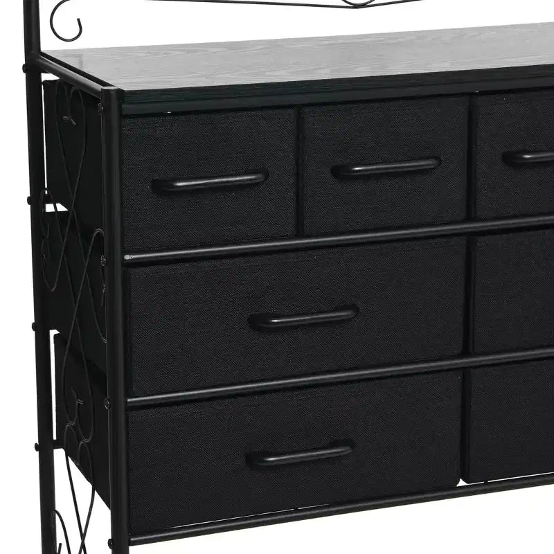 Commode avec 8 tiroirs et étagère à chaussures inférieure de style victorien Household Essentials, noire