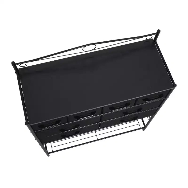 Commode avec 8 tiroirs et étagère à chaussures inférieure de style victorien Household Essentials, noire