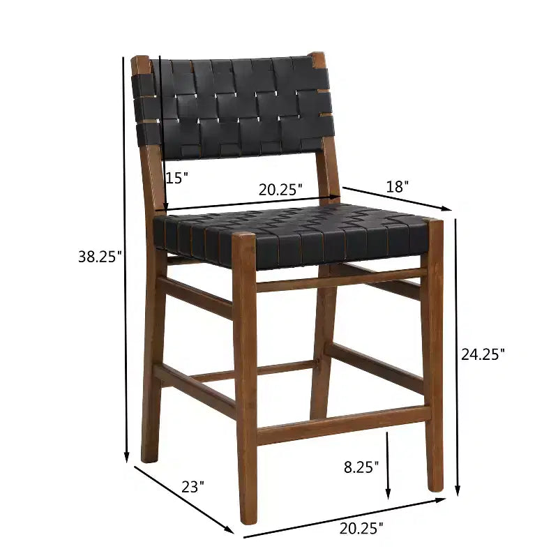 Tabouret de comptoir Christopher Knight Home Lumft 24.25 en bois d'hévéa et cuir tressé avec repose-pieds