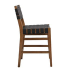 Tabouret de comptoir Christopher Knight Home Lumft 24.25 en bois d'hévéa et cuir tressé avec repose-pieds
