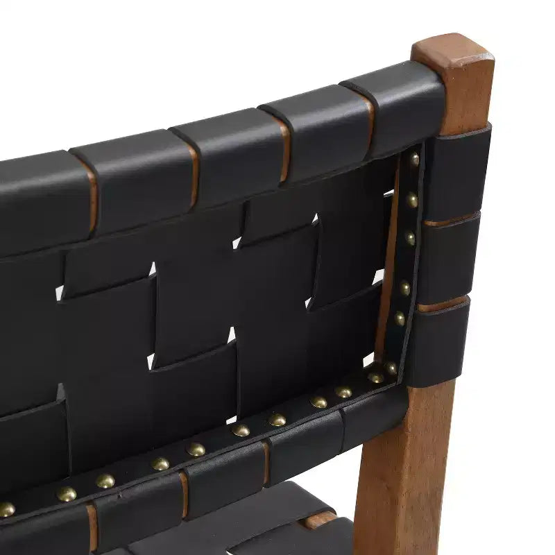 Tabouret de comptoir Christopher Knight Home Lumft 24.25 en bois d'hévéa et cuir tressé avec repose-pieds