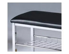 Banc à chaussures en métal avec assise en similicuir, chrome et noir