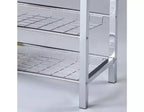 Banc à chaussures en métal avec assise en similicuir, chrome et noir