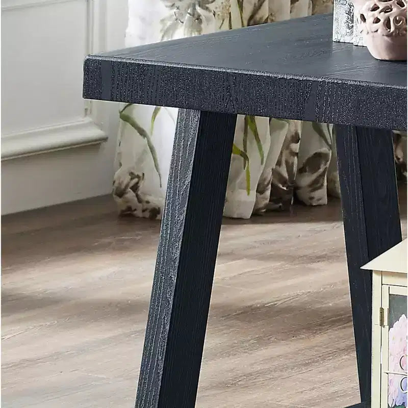 Table d'appoint Athènes contemporaine avec étagère en bois répliqué au fini noir