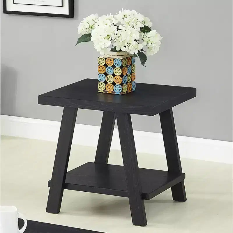 Table d'appoint Athènes contemporaine avec étagère en bois répliqué au fini noir