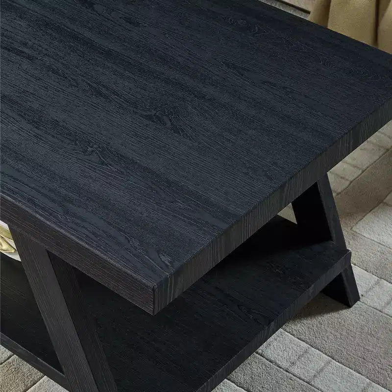 Table d'appoint Athènes contemporaine avec étagère en bois répliqué au fini noir