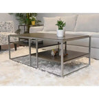 Table basse de salon Roundhill Furniture Padena avec étagère, en métal et bois