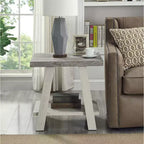 Ensemble table basse 3 pièces contemporain avec étagère en bois Roundhill Furniture Athens en gris patiné et beige