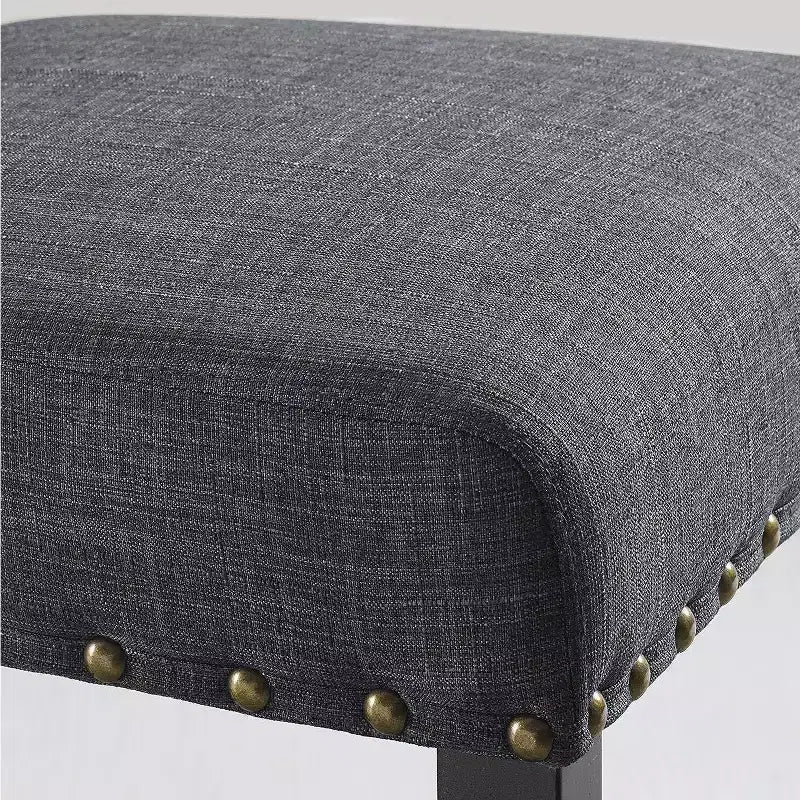 Chaises de salle à manger en tissu Biony Roundhill Furniture avec garniture cloutée, grises, lot de 2
