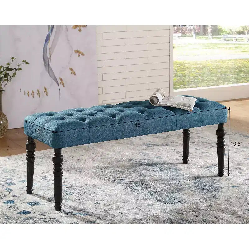 Banc de salle à manger capitonné en tissu avec pieds tournés Leviton, Violet