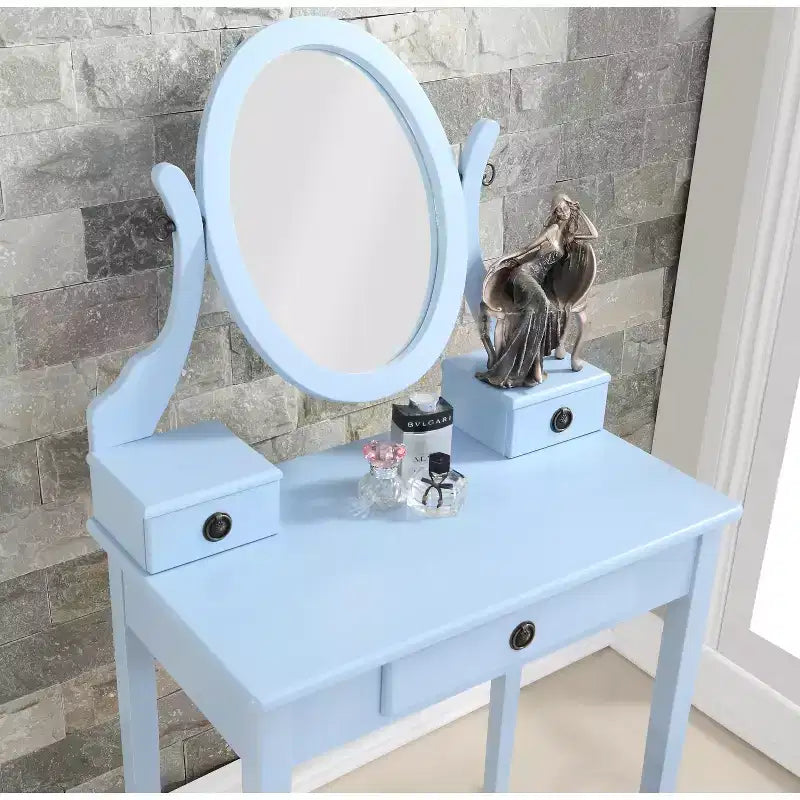 Moniys Wood Moniya Coiffeuse et tabouret, bleu
