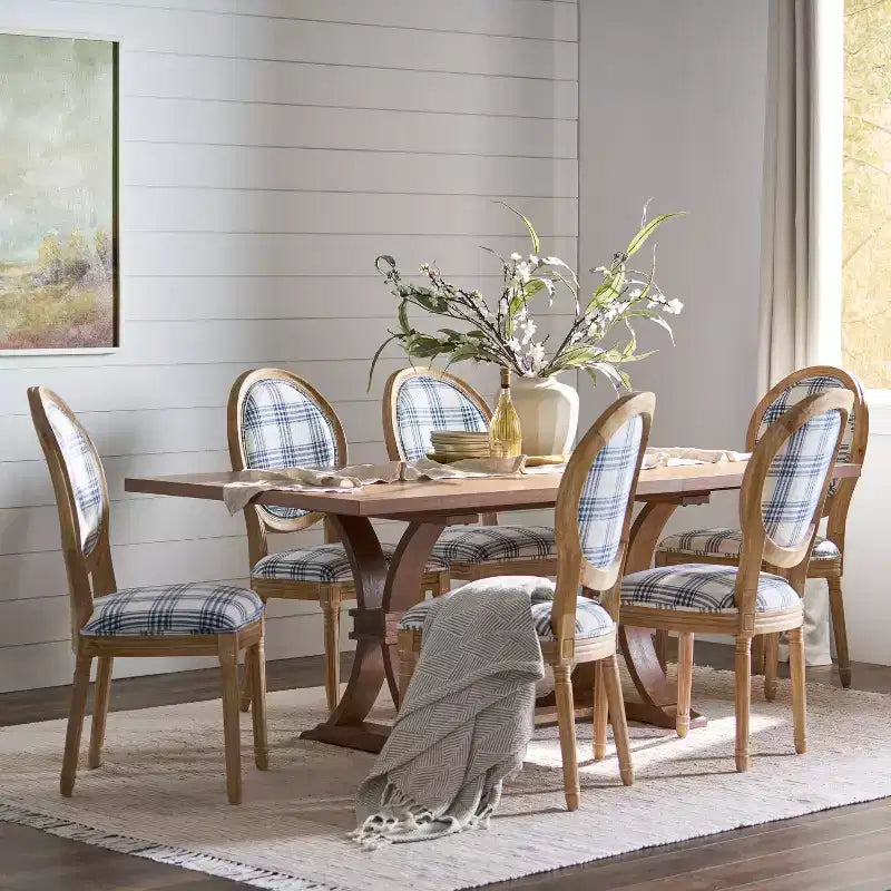 Christopher Knight Home Derring Ensemble de salle à manger extensible 7 pièces en bois rembourré de style campagnard français