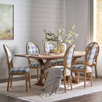 Christopher Knight Home Derring Ensemble de salle à manger extensible 7 pièces en bois rembourré de style campagnard français