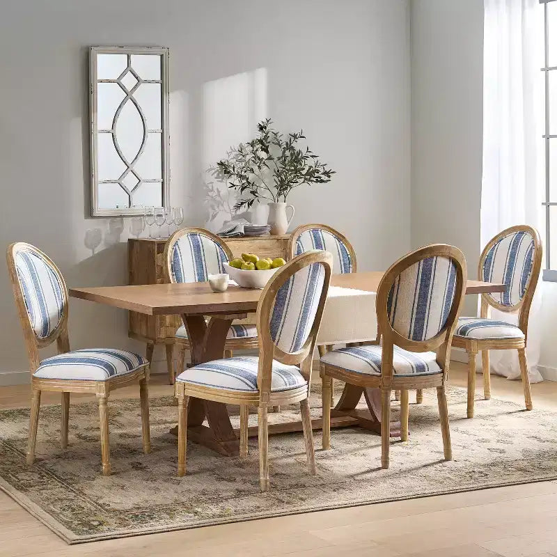 Christopher Knight Home Derring Ensemble de salle à manger extensible 7 pièces en bois rembourré de style campagnard français