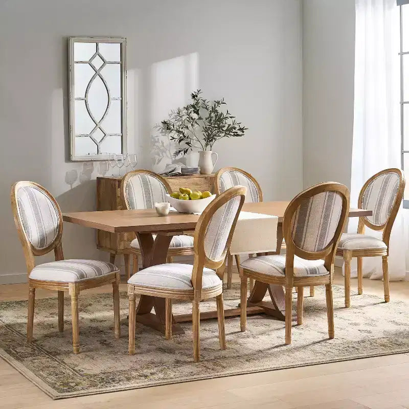 Christopher Knight Home Derring Ensemble de salle à manger extensible 7 pièces en bois rembourré de style campagnard français