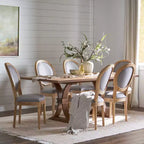 Christopher Knight Home Derring Ensemble de salle à manger extensible 7 pièces en bois rembourré de style campagnard français