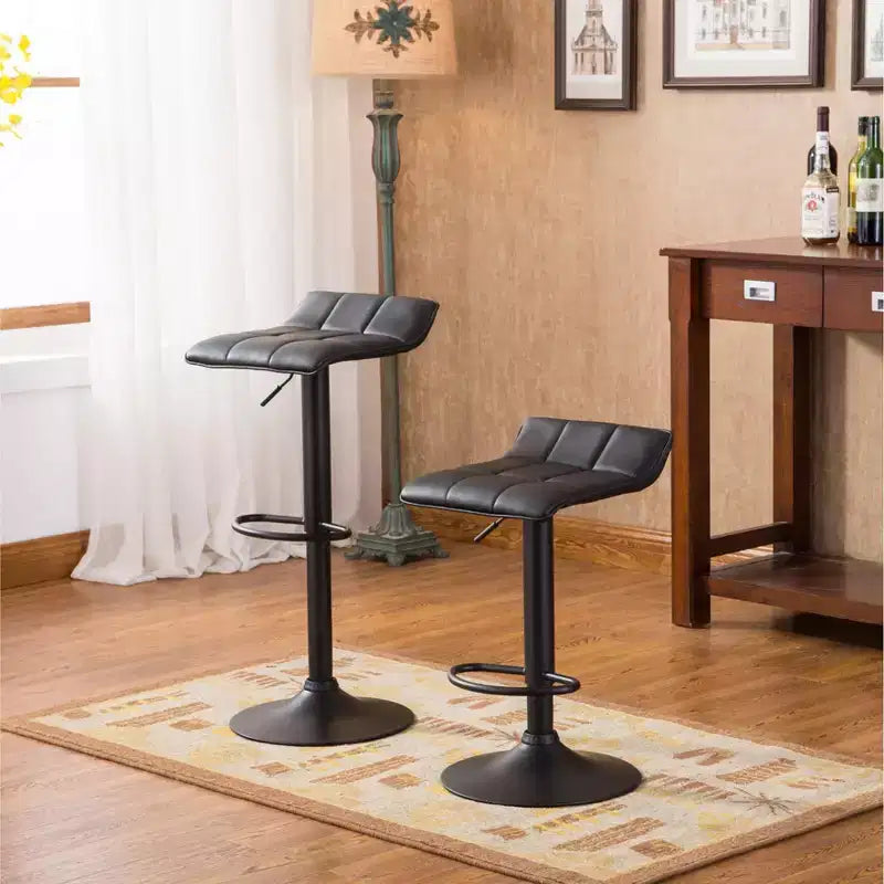 Tabouret de bar réglable pivotant en cuir reconstitué Roundhill Furniture Belham, noir, lot de 2