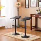 Tabouret de bar réglable pivotant en cuir reconstitué Roundhill Furniture Belham, noir, lot de 2