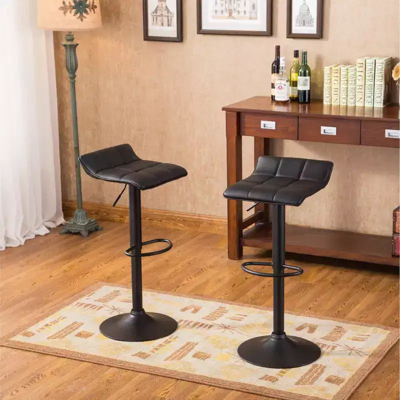 Tabouret de bar réglable pivotant en cuir reconstitué Roundhill Furniture Belham, noir, lot de 2
